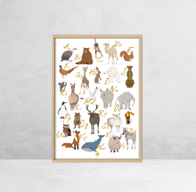 Lade das Bild in den Galerie-Viewer, Tierbuchstabe Poster in 2 Größen
